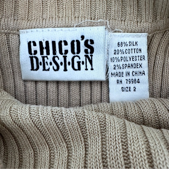 Chicos Design Turtleneck Sleeveless Women’s Size 2 Silk‎ Blend Office Minimalist - Picture 3 of 6
